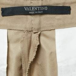 Valentino Beige Gabardine Side Stripe Trousers L