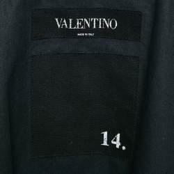 Valentino Black Rockstud Satin Bomber Jacket L