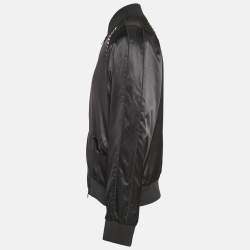 Valentino Black Rockstud Satin Bomber Jacket L