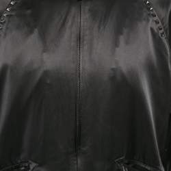 Valentino Black Rockstud Satin Bomber Jacket L