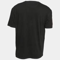 Pre Owned Valentino Black Logo Applique Jersey Crew Neck T-Shirt XL