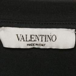 Pre Owned Valentino Black Logo Applique Jersey Crew Neck T-Shirt XL