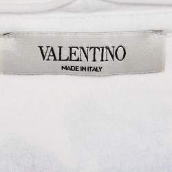 Pre Owned Valentino White Starts Print Jersey Raw Edge T-Shirt L