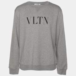 Valentino Grey Cotton Blend VLTN  Long Sleeve Sweater L
