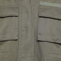 Valentino Khaki Green Studded Gabardine Cotton Utility Jacket XXL