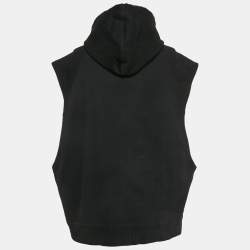 Pre Owned Valentino Black Logo Embossed Black Sleeveless Hoodie XS