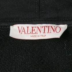 Pre Owned Valentino Black Logo Embossed Black Sleeveless Hoodie XS