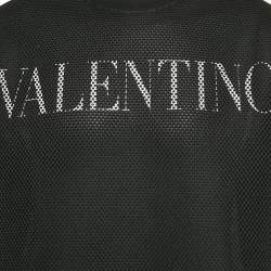 Valentino Black Logo Print Cotton Mesh Oversized T-Shirt S