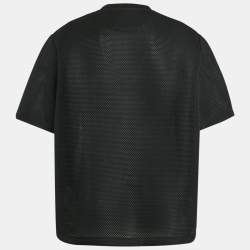 Valentino Black Logo Print Cotton Mesh Oversized T-Shirt S