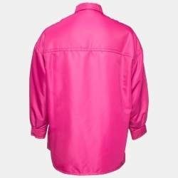 Valentino Pink Nylon Rockstud Detail Padded Oversized Jacket L