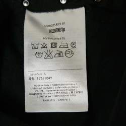 Pre Owned Valentino Black Cotton Knit Rockstud T-Shirt L