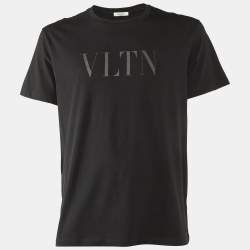 Pre Owned Valentino Black VLTN Logo Cotton Crew Neck T-Shirt L