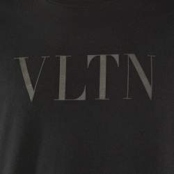 Pre Owned Valentino Black VLTN Logo Cotton Crew Neck T-Shirt L