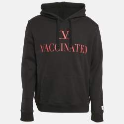 Valentino Black Printed Cotton Hooded Sweatshirt L