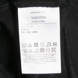 Valentino Black Printed Cotton Hooded Sweatshirt L