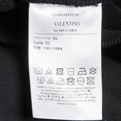Pre Owned Valentino Black Printed Cotton Hooded Sweatshirt XL