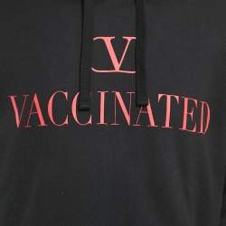 Pre Owned Valentino Black Printed Cotton Hooded Sweatshirt XL