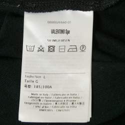 Pre Owned Valentino Black Logo Print Jersey Crewneck T-Shirt L