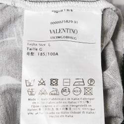 مملوكة مسبقًا Valentino Black VLTN All Over Print Cotton Crewneck T-Shirt L