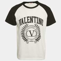 Valentino White/Black Printed Jersey Raglan Sleeve T-Shirt M