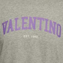 Pre Owned Valentino Grey Printed Jersey T-Shirt L