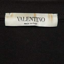 Valentino Black V Logo Print Cotton Crew Neck T-Shirt XL