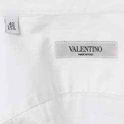Pre Owned Valentino White Cotton Vlogo Print Sleeve Shirt M