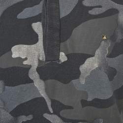 Valentino Navy Blue Camouflage Print Cotton Pique Polo T-Shirt M