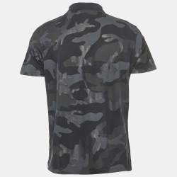 Valentino Navy Blue Camouflage Print Cotton Pique Polo T-Shirt M
