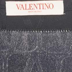 Pre Owned Valentino Black Silk Logo Jacquard Oversized Bowling Shirt S