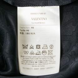 Pre Owned Valentino Black Silk Logo Jacquard Oversized Bowling Shirt S