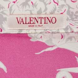 Pre Owned Valentino Pink Printed Silk Oversized Bowling Shirt M