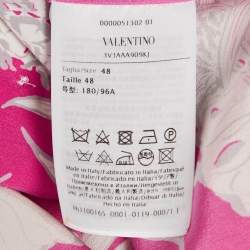 Pre Owned Valentino Pink Printed Silk Oversized Bowling Shirt M