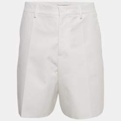 Valentino White Cotton Straight Leg Shorts M