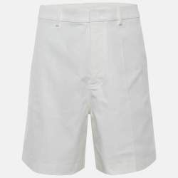 Valentino White Stretch Cotton Canvas V Detail Bermuda Shorts M