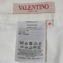 Valentino White Stretch Cotton Canvas V Detail Bermuda Shorts M