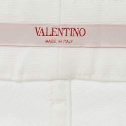 Valentino White Stretch Cotton Canvas V Detail Bermuda Shorts M
