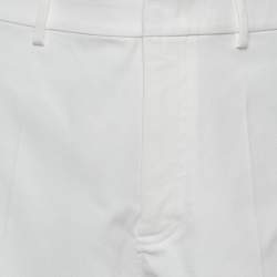 Valentino White Stretch Cotton Canvas V Detail Bermuda Shorts M