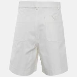 Valentino White Stretch Cotton Canvas V Detail Bermuda Shorts M