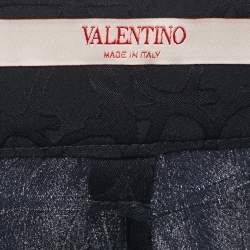 Pre Owned Valentino Black Logo Jacquard Silk Shorts M