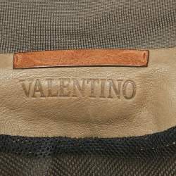 Pre Owned Valentino Grey Leather Zip-Up Jacket XL