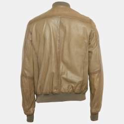 Pre Owned Valentino Grey Leather Zip-Up Jacket XL