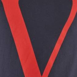 Pre Owned Valentino Navy Blue V Logo Cotton Crew Neck T-Shirt S