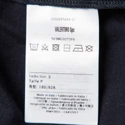 Pre Owned Valentino Navy Blue V Logo Cotton Crew Neck T-Shirt S