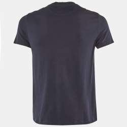 Pre Owned Valentino Navy Blue V Logo Cotton Crew Neck T-Shirt S