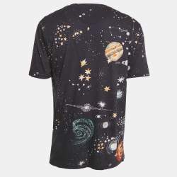 Pre Owned Valentino Navy Blue Cosmo Print Cotton Crew Neck T Shirt L