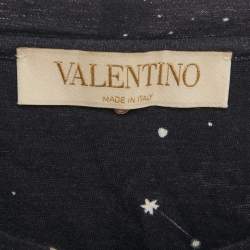 Pre Owned Valentino Navy Blue Cosmo Print Cotton Crew Neck T Shirt L