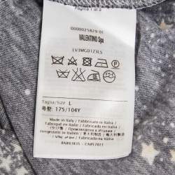 Pre Owned Valentino Navy Blue Cosmo Print Cotton Crew Neck T Shirt L