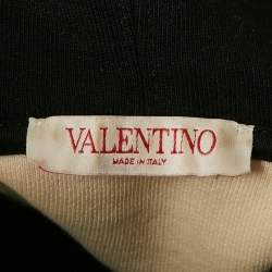 Pre Owned Valentino Black/White VLTN Embroidered Cotton Hoodie S