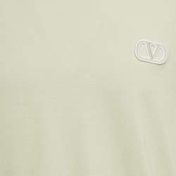 Pre Owned Valentino Mint Green Logo Applique Jersey T-Shirt M